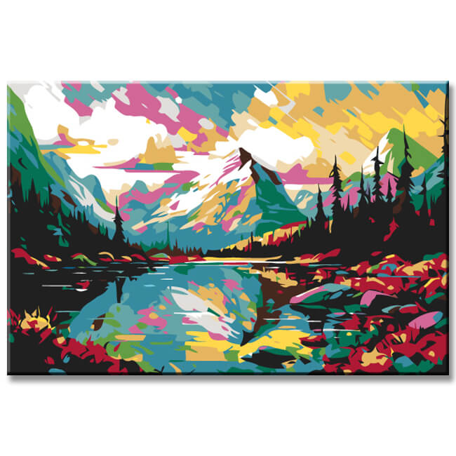 Malen nach Zahlen Alpensee im Hochgebirge