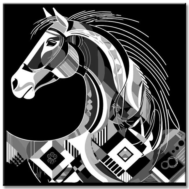 Elegante Schwarz-Weiß-Grafik - Malen nach Zahlen