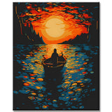 Rowing Boat Sunset - Painting by Numbers