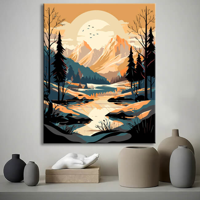 Malen nach Zahlen Landschaft - Wildnis im Schnee