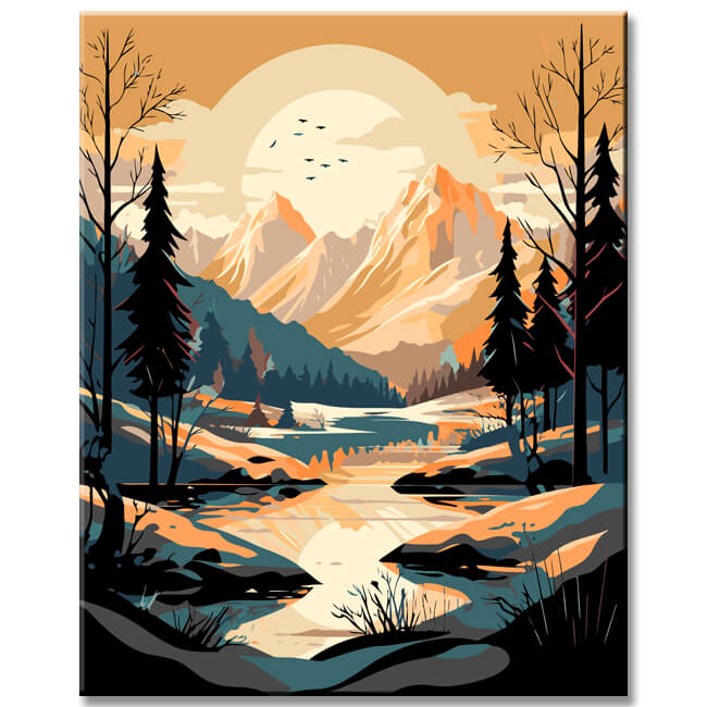 Malen nach Zahlen Landschaft - Wildnis im Schnee