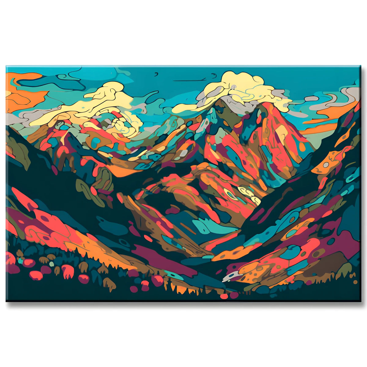 Colorful Illustration Mountain Landscape Paint by Numbers