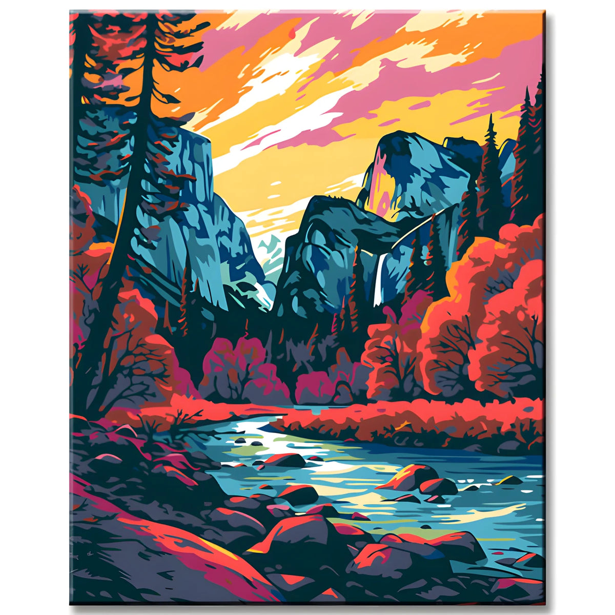 Malen nach Zahlen Berglandschaft im Yosemite