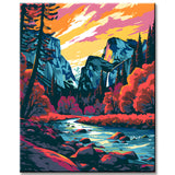 Malen nach Zahlen Berglandschaft im Yosemite