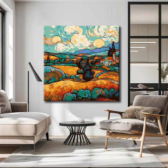 Malen nach Zahlen Felder im Van Gogh Stil