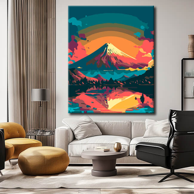 Bunter Mount Fuji - Malen nach Zahlen