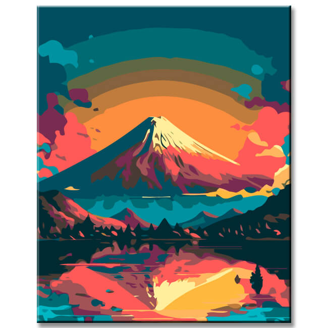 Bunter Mount Fuji - Malen nach Zahlen