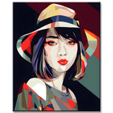 Malen nach Zahlen - Asian Lady - Memphis Stil