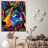 Malen nach Zahlen: Bunter Wolf im Stil von Picasso und der Wilden Beast