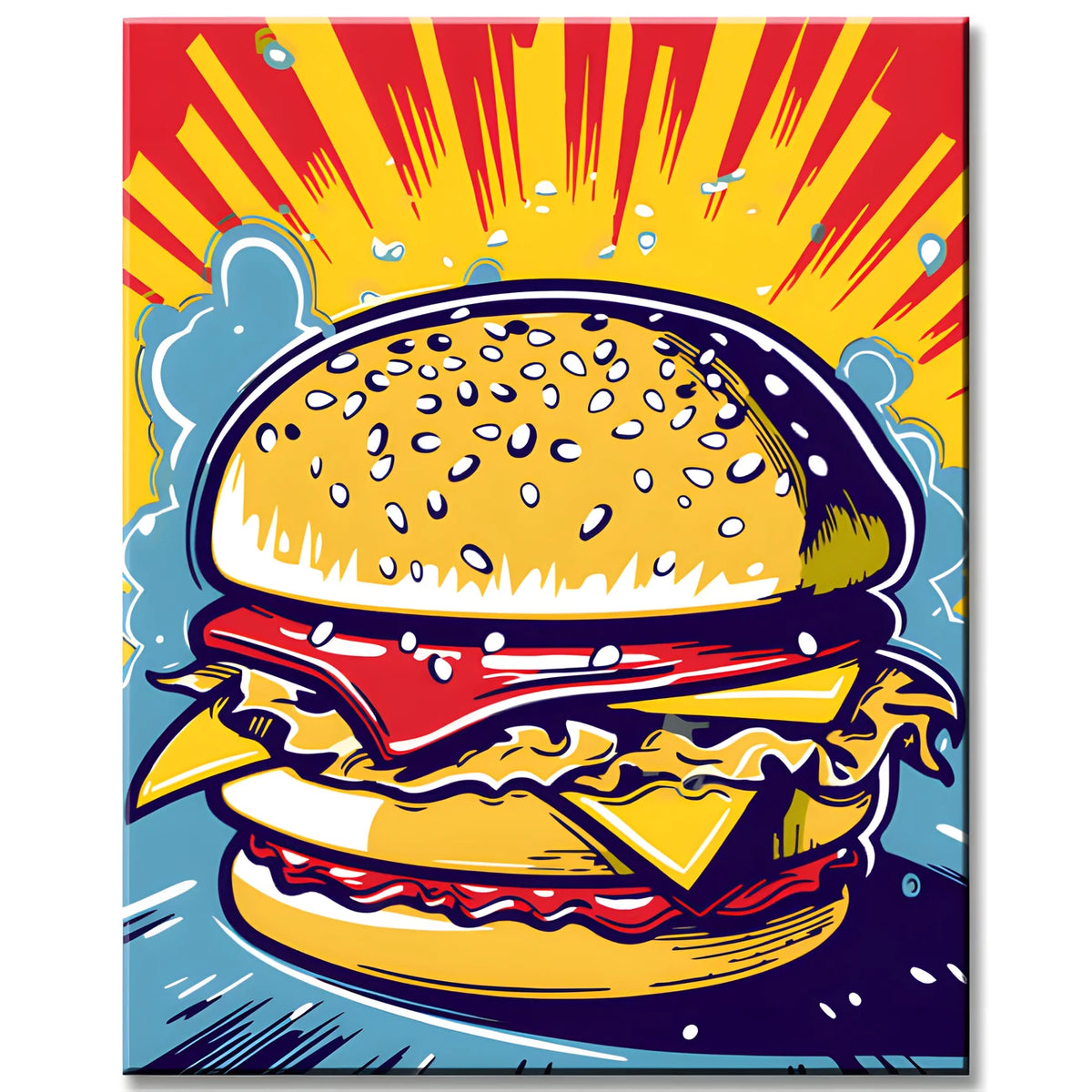 Burger im Roy Lichtenstein Stil - Malen nach Zahlen