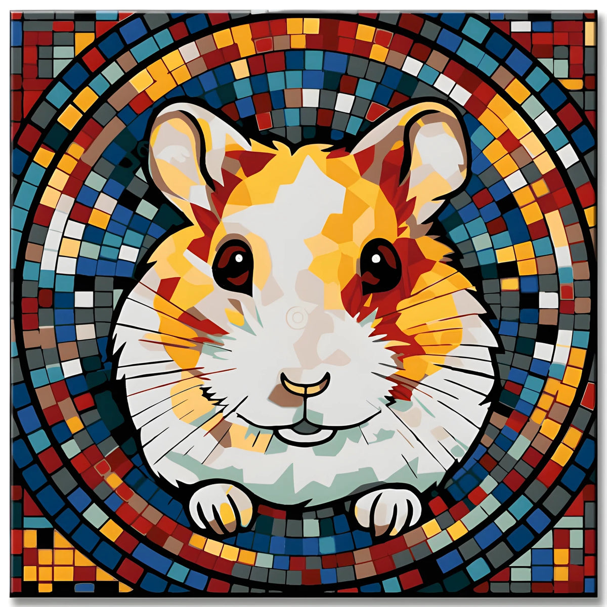 Hamster im Mosaikstil - Malen nach Zahlen