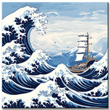 The great Welle with Segelschiff Malen nach Zahlen