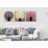 Malen nach Zahlen Blumenstrauss in vase weiss pink Lila Triptychon Blumen