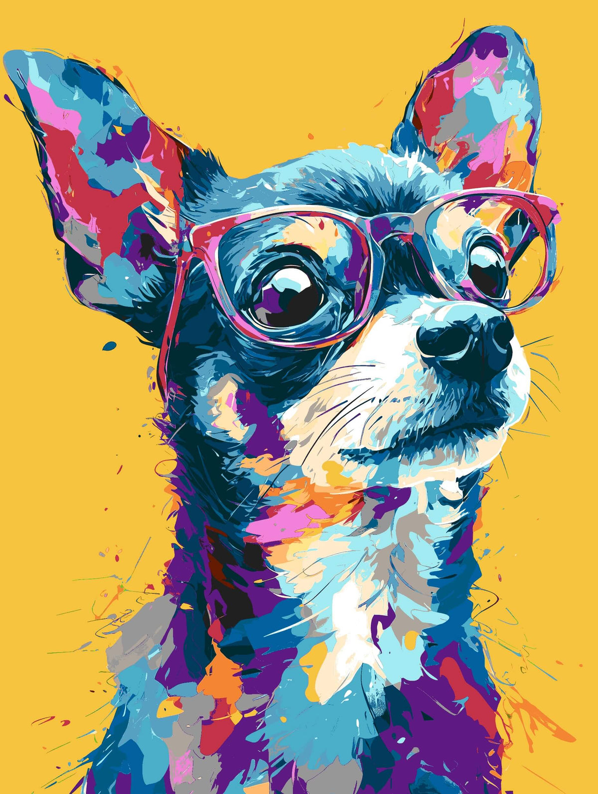 Grind nach Zahlen Chihuahua abstrakt