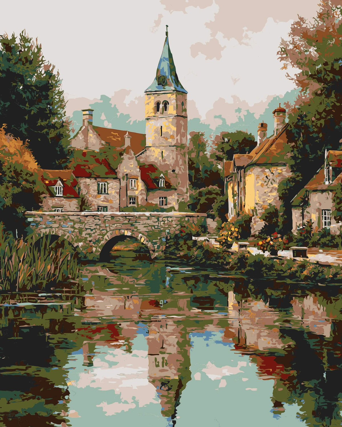 Paint by Numbers Church by the River