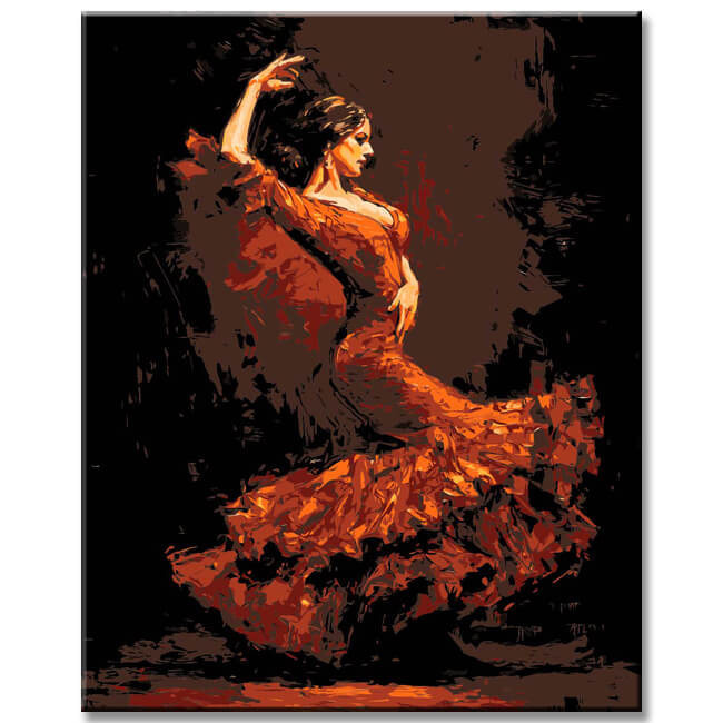 Malen nach Zahlen Bilder tanzerin im roten kleid