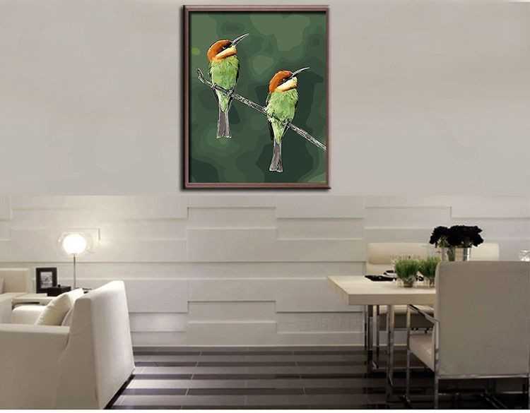 Malen nach Zahlen tier grune vogel