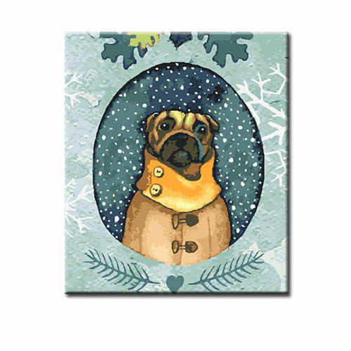 Malen nach Zahlen Hund im Winter