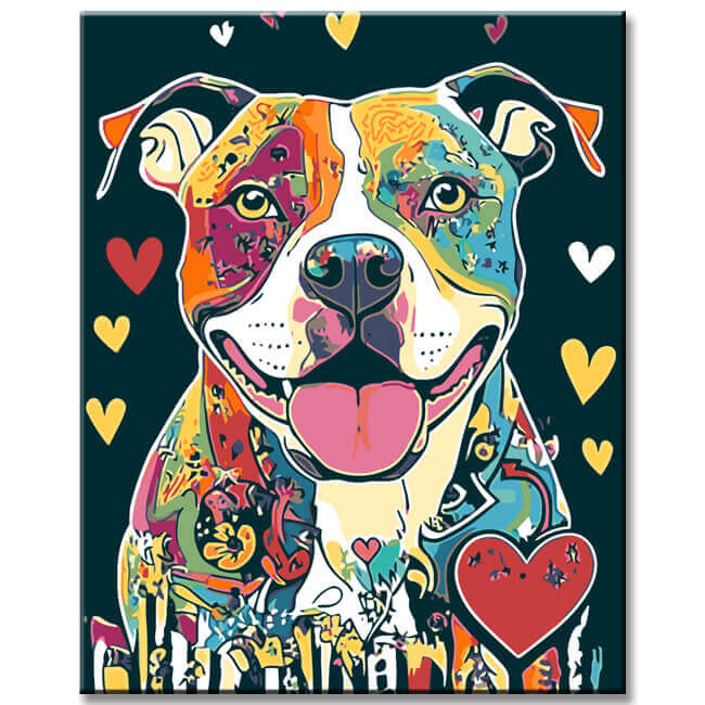 Malen nach Zahlen pittbull hund mit herz