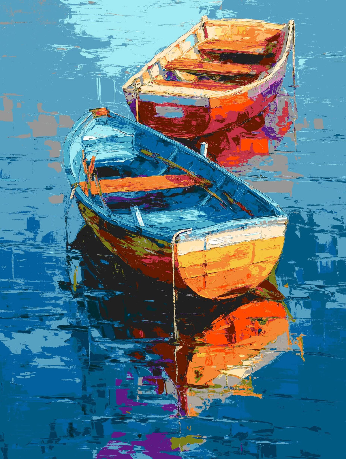 Grind nach Zahlen Boote auf dem See