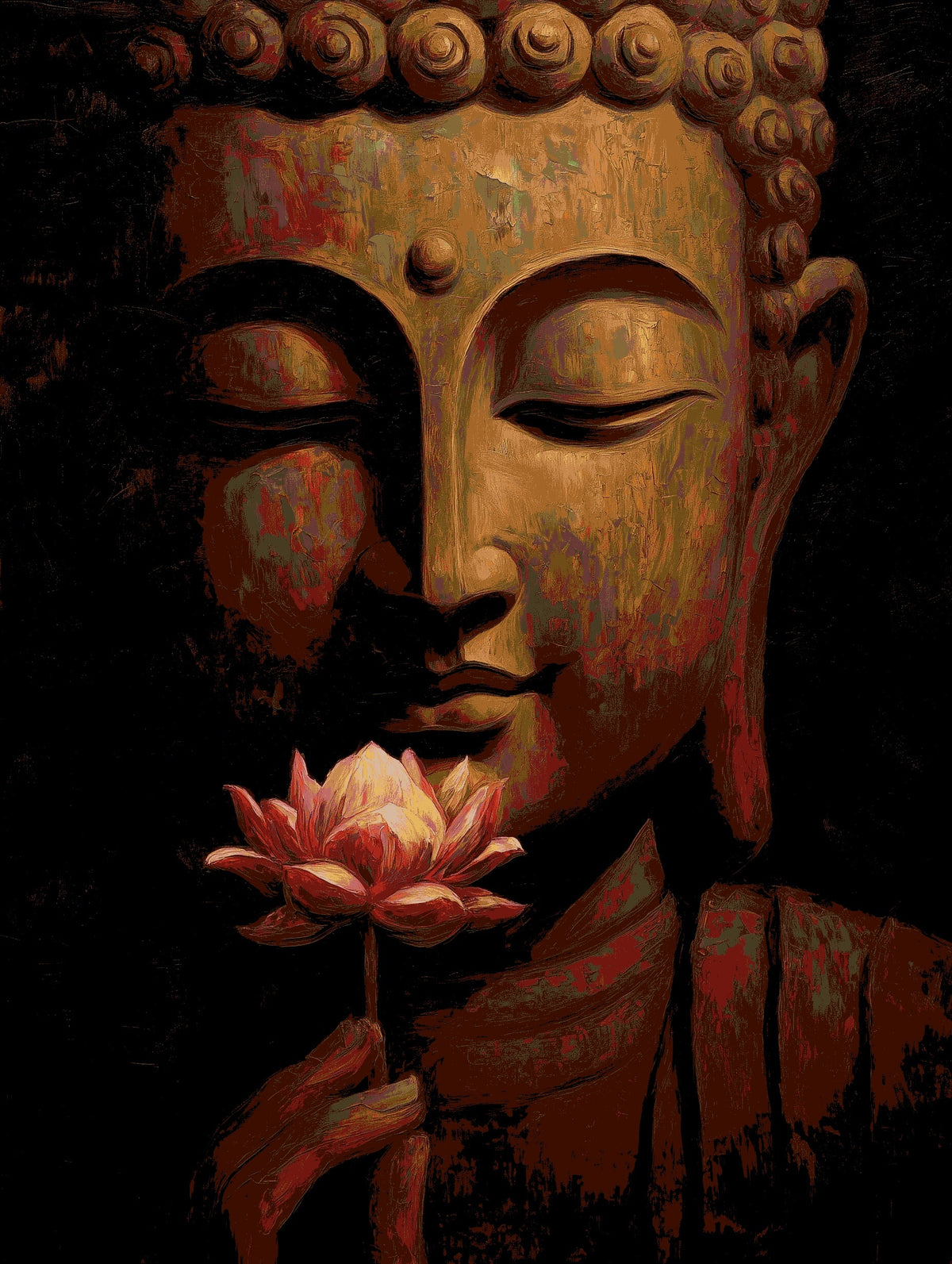 Grind nach Zahlen Buddha Frau Weisse Blume