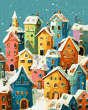 Malen nach Zahlen Moderne Kunst Häuser in Winter
