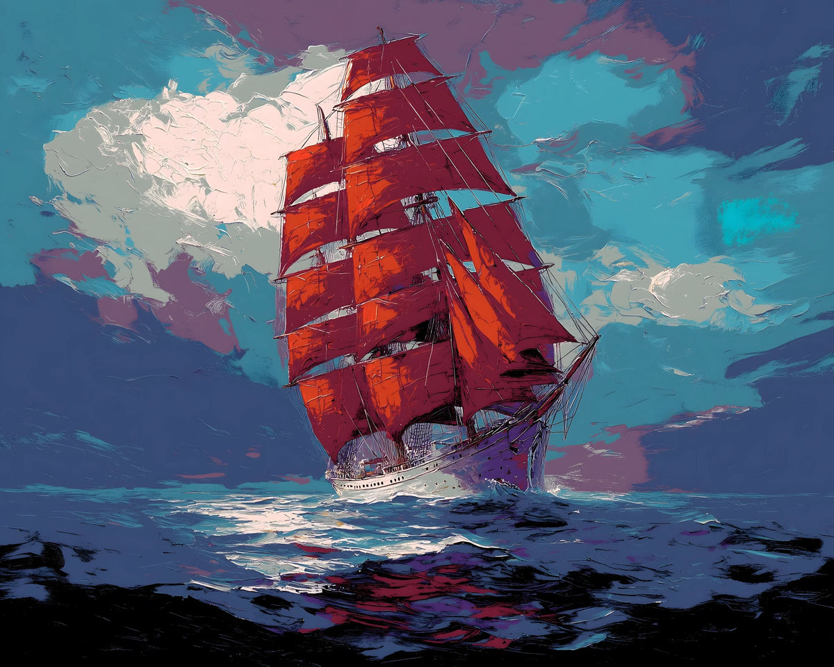 Paint-by-Numbers-High Seas Sailing Ship at Sea
