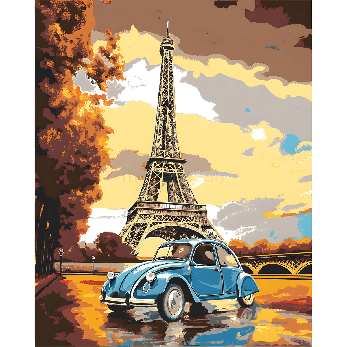Malen nach Zahlen eiffelturm und 2cv