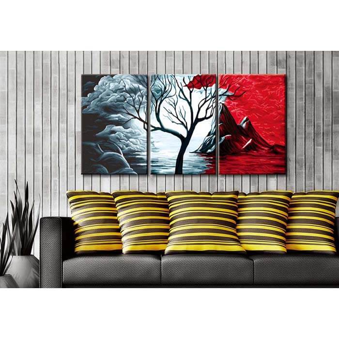 Malen nach Zahlen Triptychon fantasy kahler baum