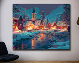 Malen nach Zahlen für Erwachsene Bergdorf im Schnee