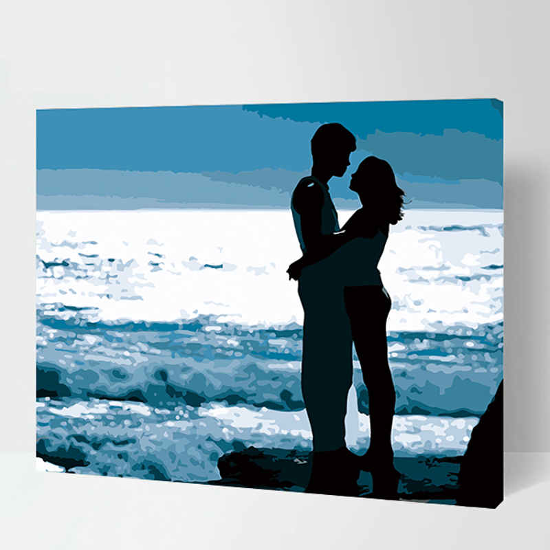 Malen nach Zahlen Bilder LiebesPaar am Meer landschaft