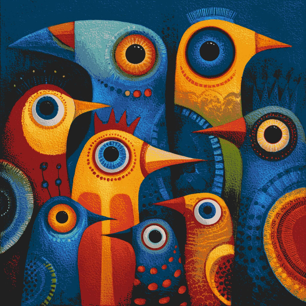 Grind nach Zahlen Vögel abstract