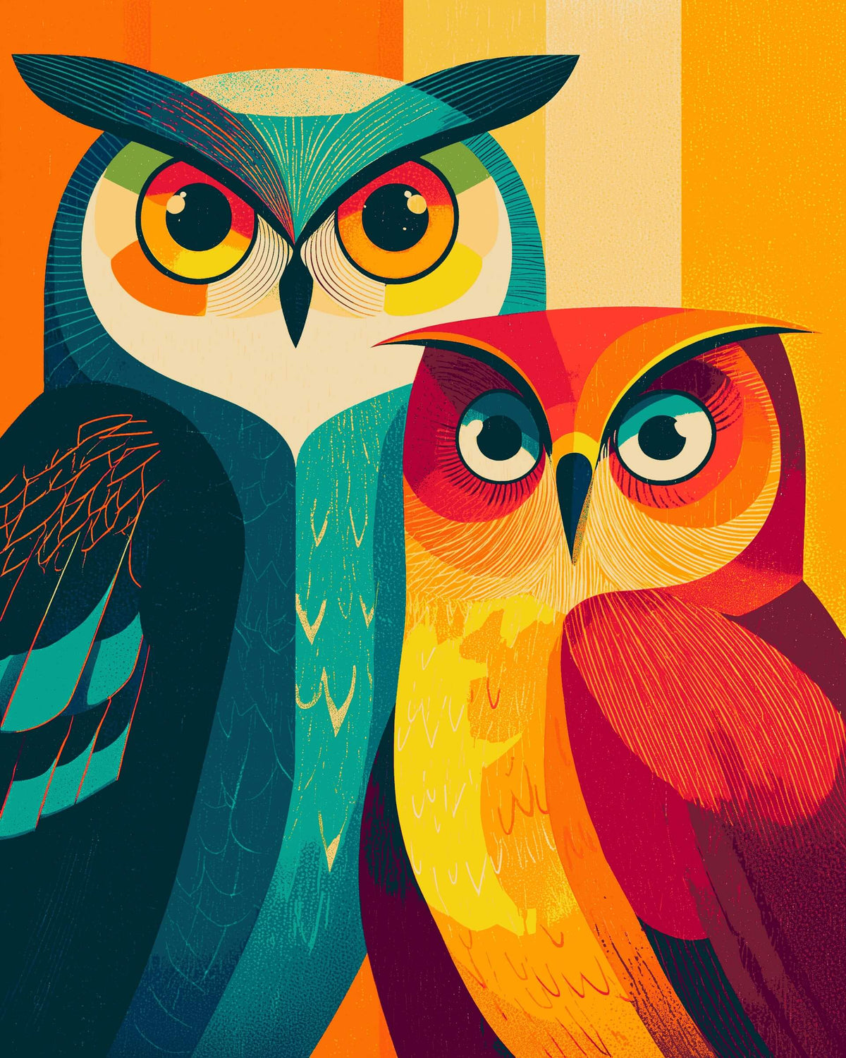 Malen nach zahlen bird eulen couple