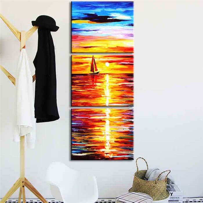 Malen nach Zahlen Sonnenaufgang Meer - 3-teilig (Triptychon)-SS-071
