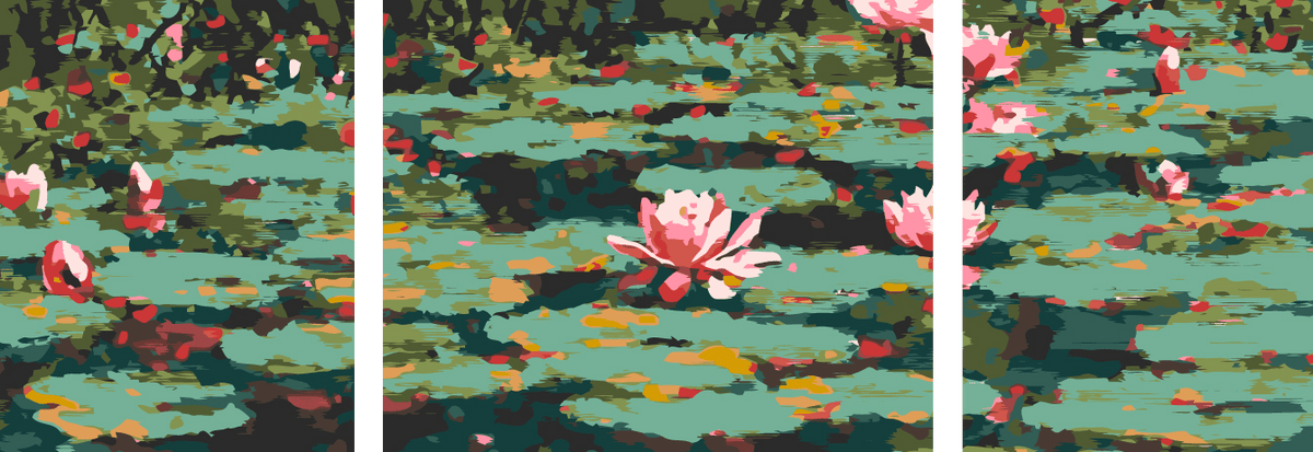 Painting by Numbers Water Lilies - 3 parts (triptych)