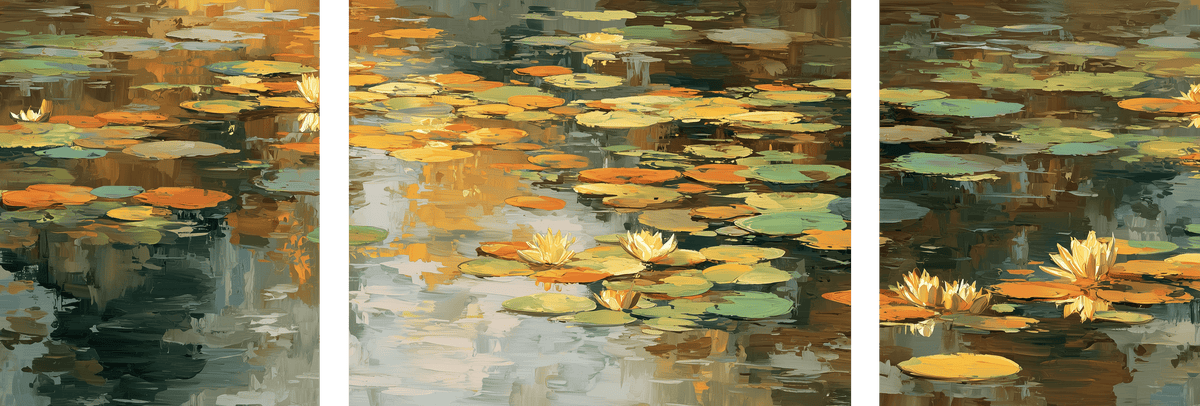 Painting by Numbers Water Lilies - 3-part (triptych)-ss-077