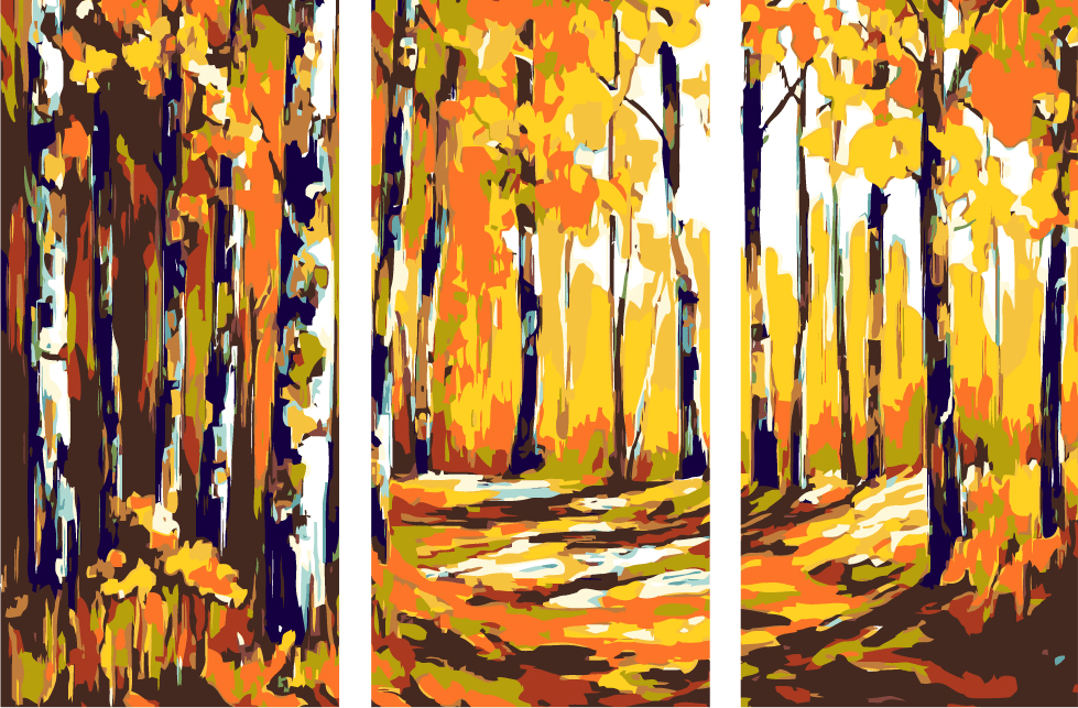 Malen nach Zahlen Birkenwald - 3-teilig (Triptychon)