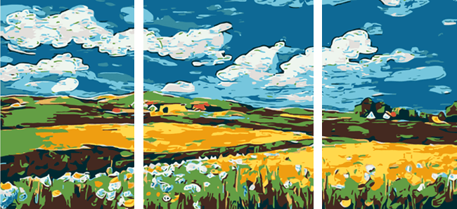 Malen nach Zahlen Landschaft Idylle - 3-teilig (Triptychon)