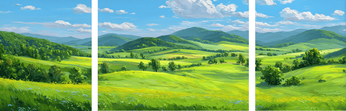 Malen nach Zahlen Landschaft Felder - 3 parts (Triptychon)