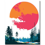 Malen nach Zahlen rote Sonne