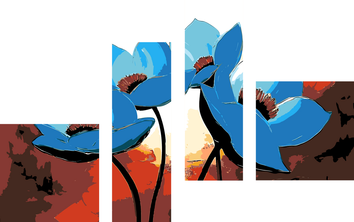 Malen nach Zahlen Blumen blau Quattro