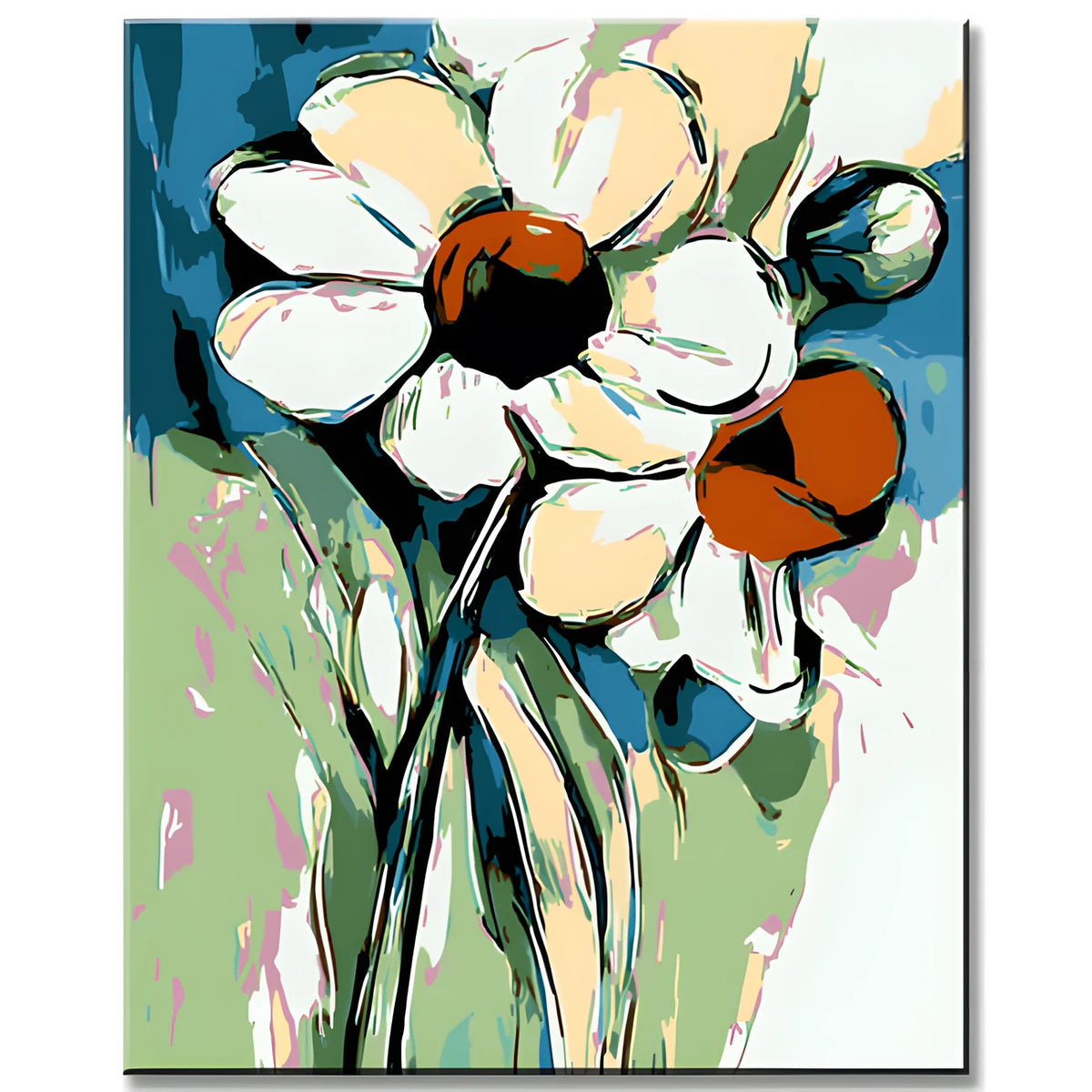 Grind nach Zahlen Blumen abstrakt