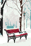 Grind during the winter red park bench