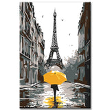 Malen nach Zahlen Paris Eiffelturm Regenschirm