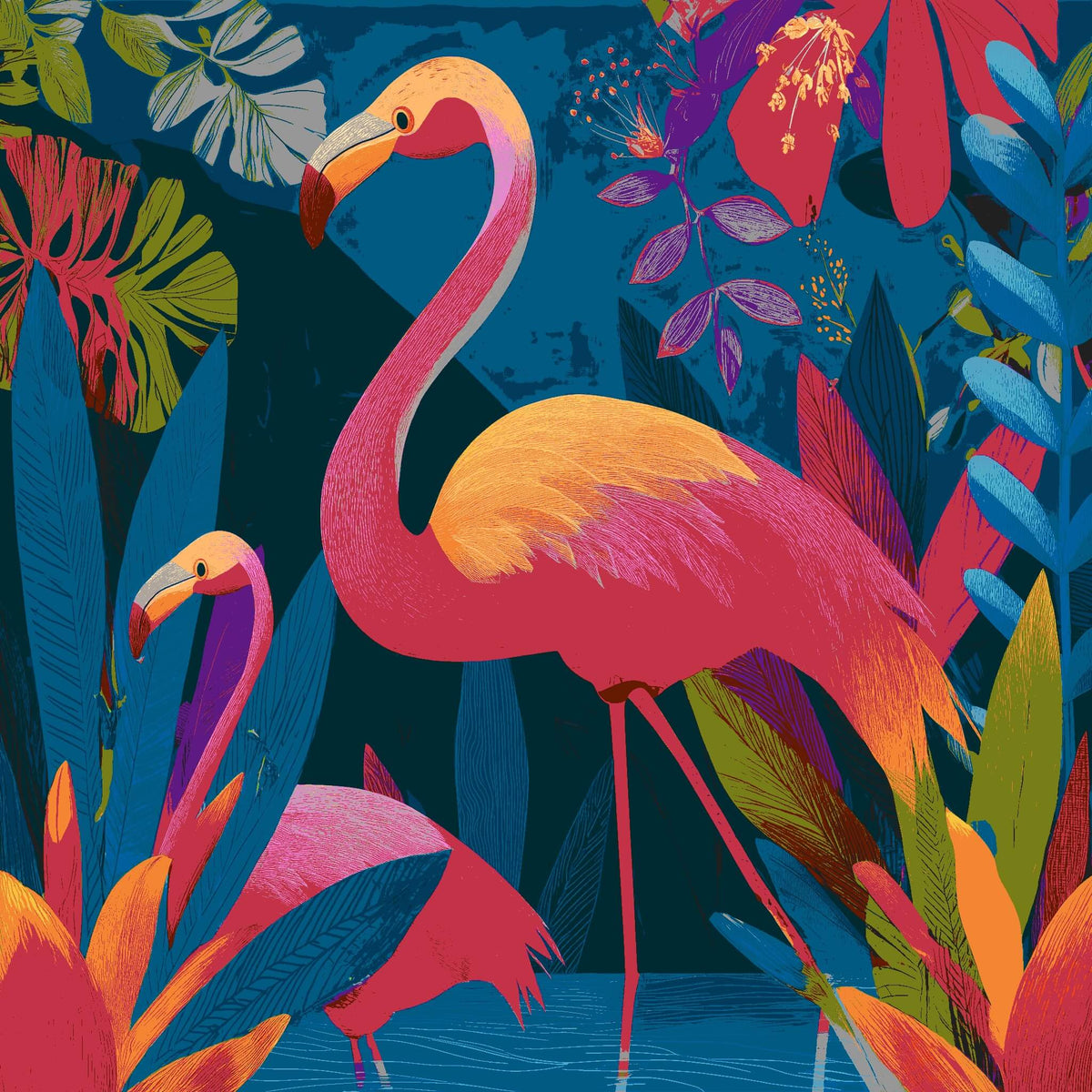 Malen nach Zahlen Flamingo Family