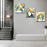 Painting by Numbers Triptych Parrots Butterflies Toucan