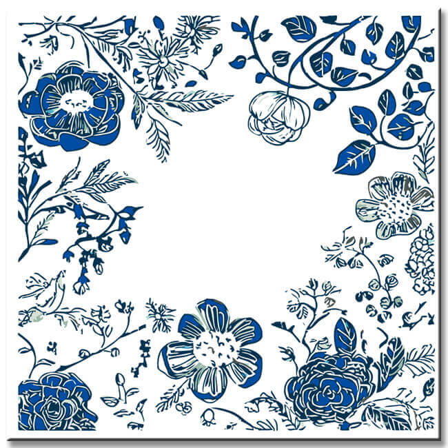 Malen nach Zahlen Pflanzen blau weiss