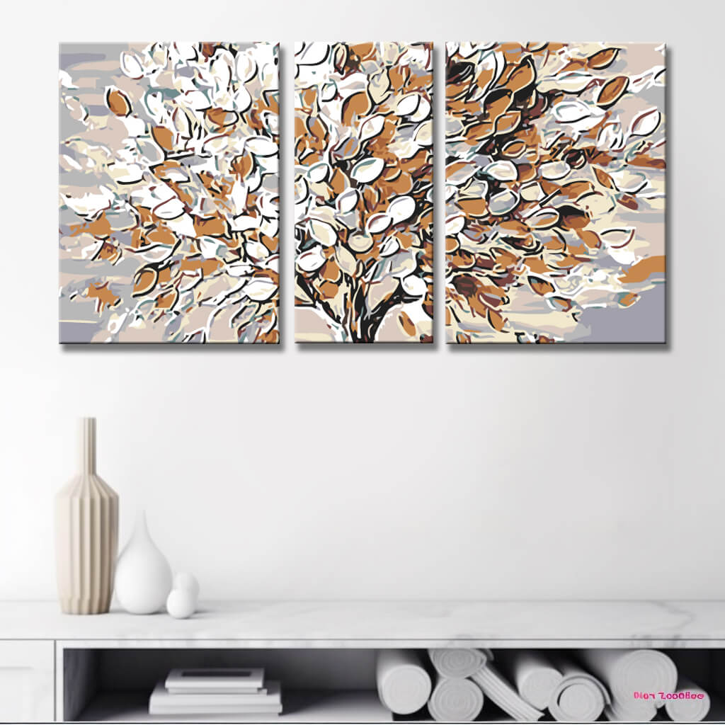 Malen nach Zahlen weißer Baum - 3 parts (Triptychon)