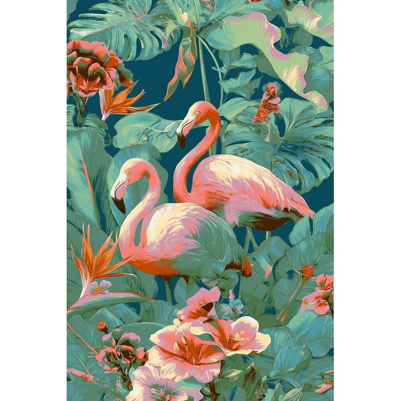 Grind nach Zahlen Tiere Flamingo Blumen