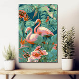 Grind nach Zahlen Tiere Flamingo Blumen